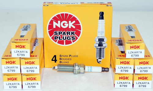 Spark Plug LZKAR7A 6799 (Pack of 10) for Kubistar 1007 206 207 307 Clio Kangoo Symbol Twingo Reach 26.5Mm Gap 0.9Mm Resistor Value 5K Ohm Cast Iron 10.8-18 Lb. Ft. Aluminum 10.8-14.5 Lb. Ft.