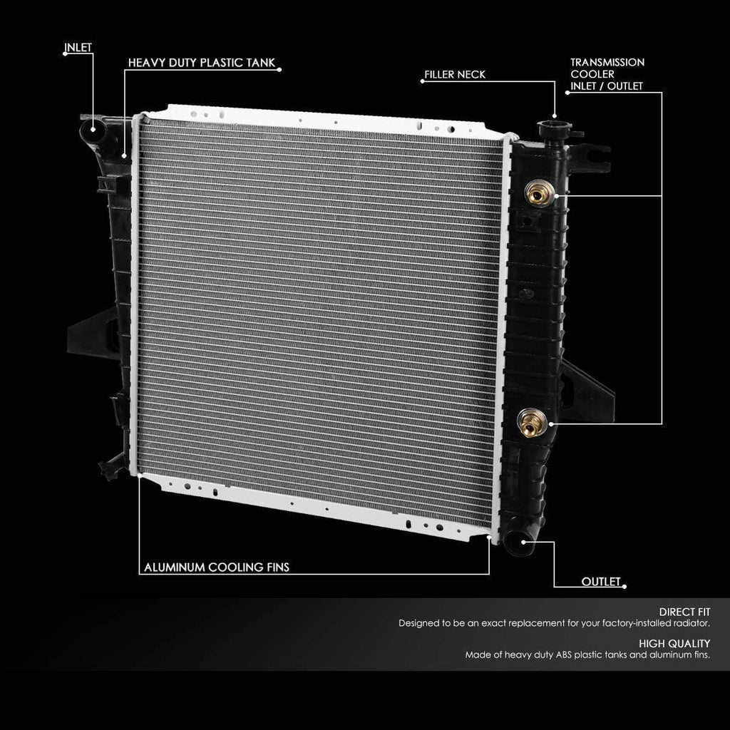 OEM-RA-2172 OE Style Aluminum Cooling Radiator Replacement Compatible with 98-01 Mazda B2500 / 98-01 Ranger 2.5L AT, 20" W X 21-1/8" H X 1" D, 1-1/2" Inlet, 1-1/2" Outlet