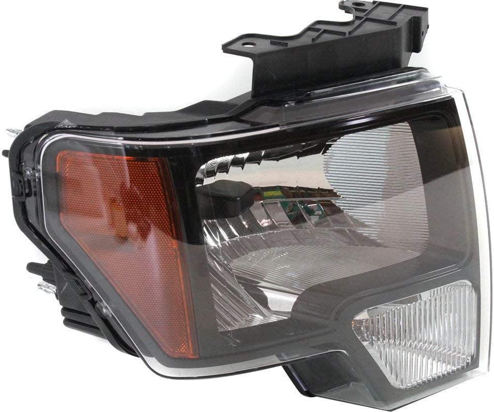 Head Lamp Compatible with 2010-2014 Ford F150 Assembly Halogen Black Trim - CAPA Passenger and Driver Side