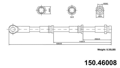 Centric Brake Hydraulic Hose for 00-17 Mitsubishi Montero 150.46008