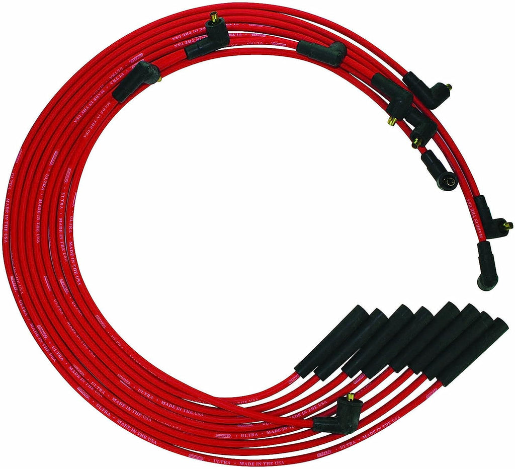 52061 Ultra Series Red Spark Plug Wires, Mopar Chrysler 361/383/400/440, Straight Plug Ends, Non HEI Distributor