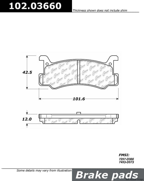 Centric Rear Disc Brake Pad for MX-3, Capri, 323, Tracer (102.03660)