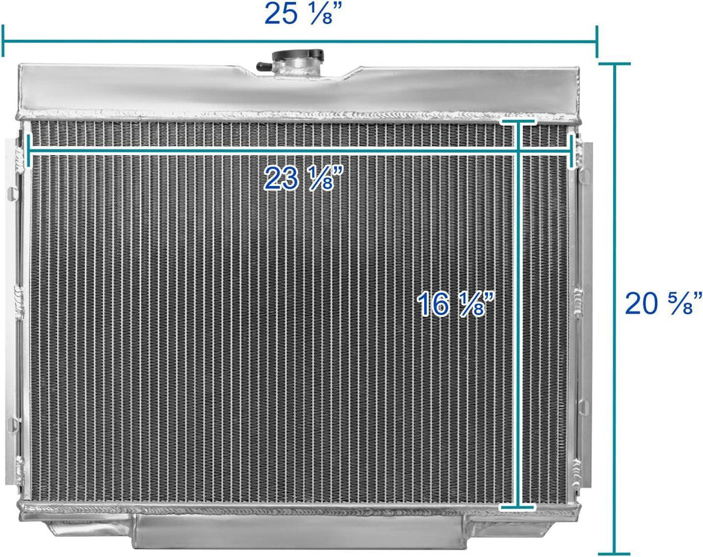 3 Core Manual Transmission 24" Passenger/Right Side Radiator Compatible with Ford Mustang V8 1967-1970