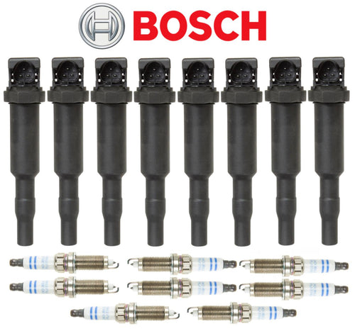 OEM Ignition Coil + Spark Plug Double Platinum (8Set) Bosch for BMW V8 5 7 X5 X6