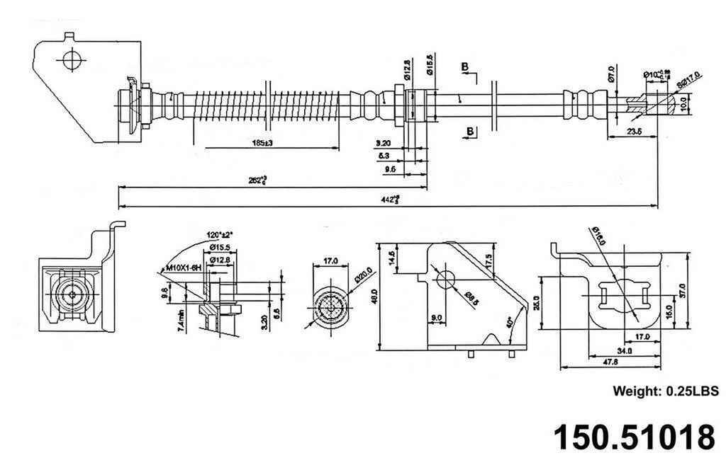 Centric Brake Hydraulic Hose for Sportage, Tucson 150.51018