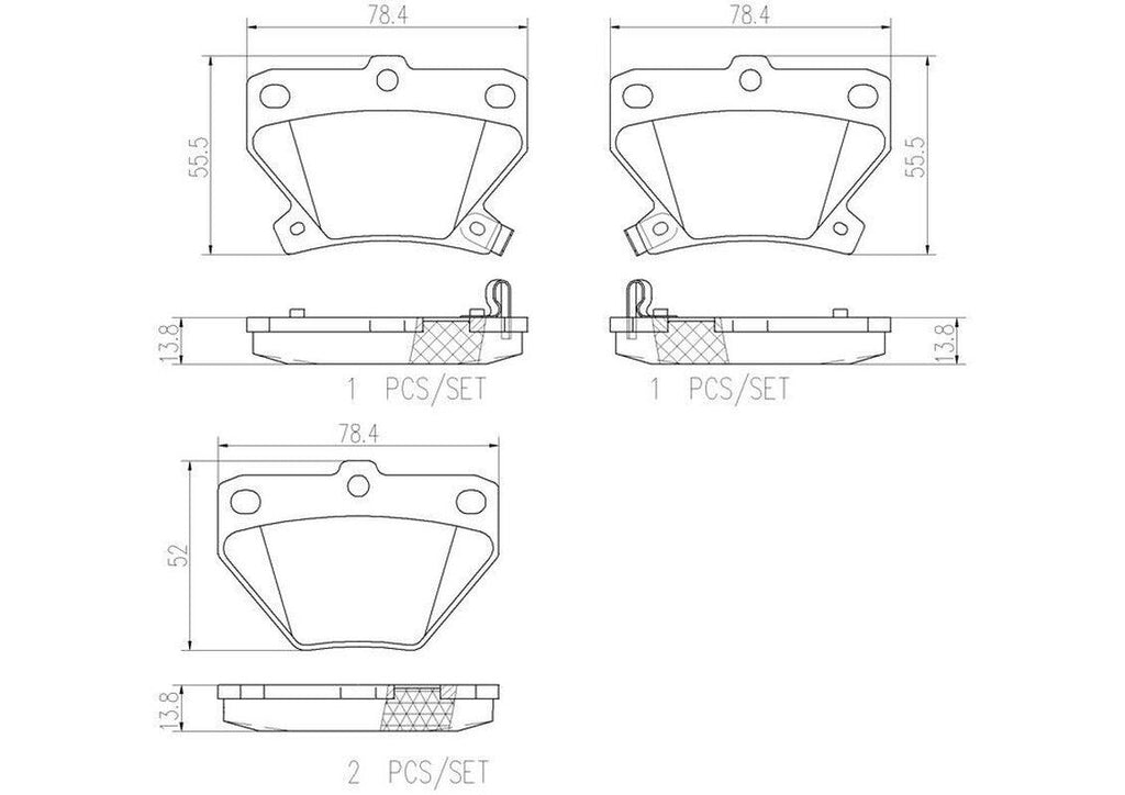 Brembo Rear Disc Brake Pad Set for Matrix, Vibe, Corolla, Celica (P83052N)