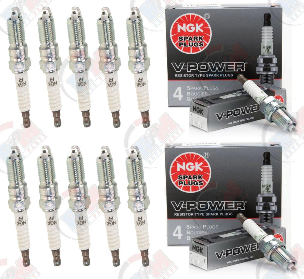 NGK "V-POWER" Spark Plugs (Set of 10) for 1999-2004 Ford F53 6.8L V10