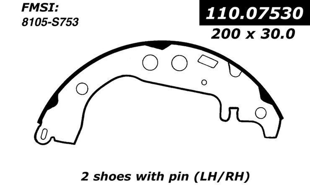 Centric Drum Brake Shoe for F5, Corolla, Prius, Xa, Xb, Celica 111.07530