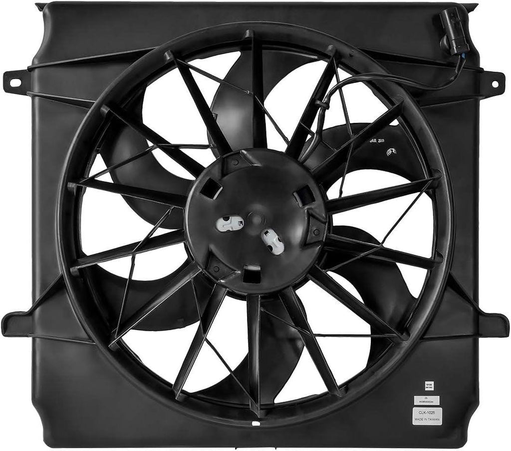 OEM-RF-0039 Factory Style Radiator Cooling Fan Assembly Cooling Efficiency Improved Direct Replacement [Compatible with Jeep Liberty 2002-2007 3.7L Engines] , Black