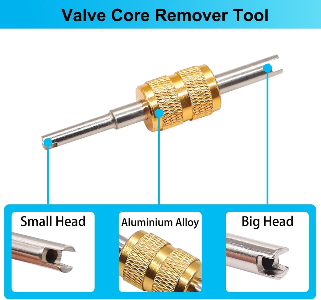 TWTADE 33PCS Air Conditioning Valve Core Kit - Schrader Valve Cores with Remover Tool & Seal Caps for Car A/C R12 R134A Refrigeration & HVAC System