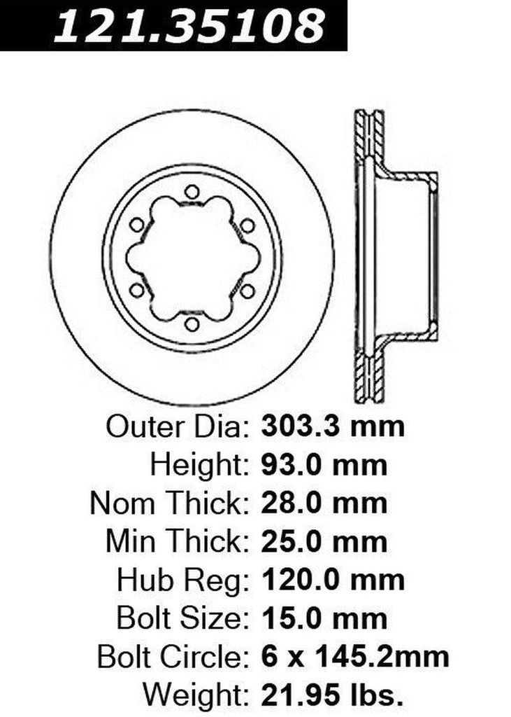 Rear Disc Brake Rotor for Sprinter 3500, Sprinter 3500Xd+More (121.35108)
