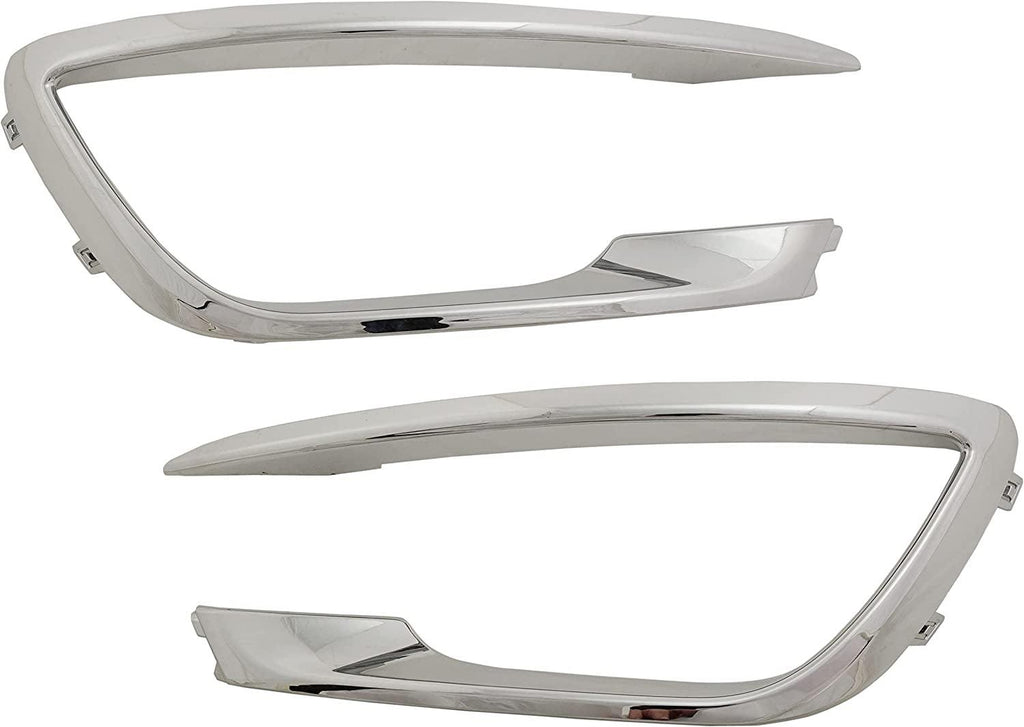 Driver and Passenger Side Grille Trim Set of 2 Compatible with 2017-2020 Lincoln MKZ Chrome