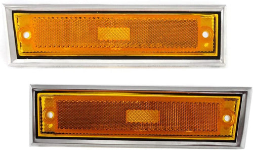 For Chevy/Gmc C/K 10 Truck/Suburban/Blazer/Jimmy Side Marker Light 1981-1991 Driver and Passenger Side | Pair | Chrome | W/Chrome Trim | GM2550115 + GM2551107