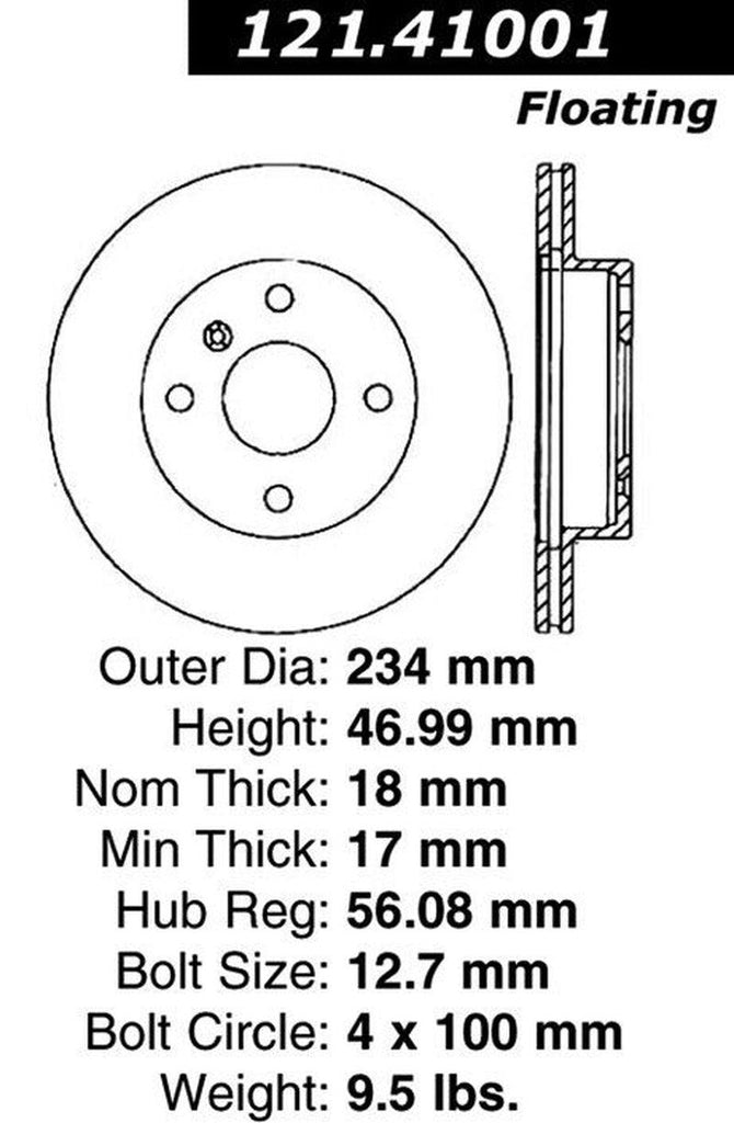 Centric Front Disc Brake Rotor for 1989-1992 Charade (121.41001)