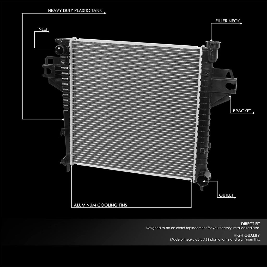 OEM-RA-2975 OE Style 1-Row Aluminum Core Radiator Compatible with 2007 Liberty, 19-15/16" W X 19-15/16" H X 1-1/16" D,1-1/2" Inlet / 1-13/16" Outlet