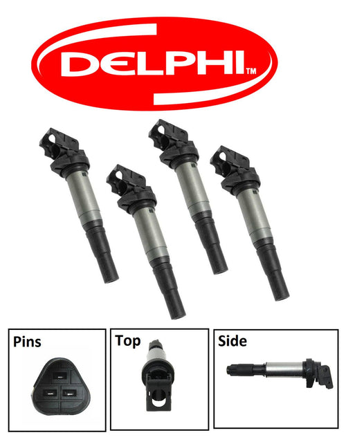 Mini 2009-2015 Cooper S 4X Ignition Coil with Spark Plug Connector Delphi OEM