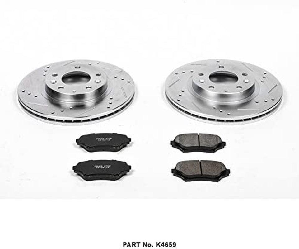K4659 Front Z23 Carbon Fiber Brake Pads with Drilled & Slotted Brake Rotors Kit