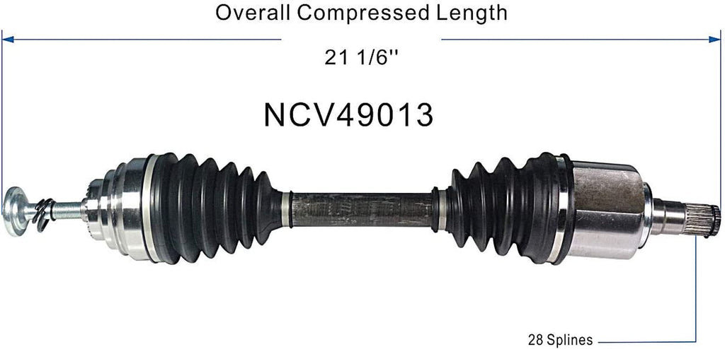 NCV49013 CV Axle Shaft Assembly - Left Front (Driver Side, Gray