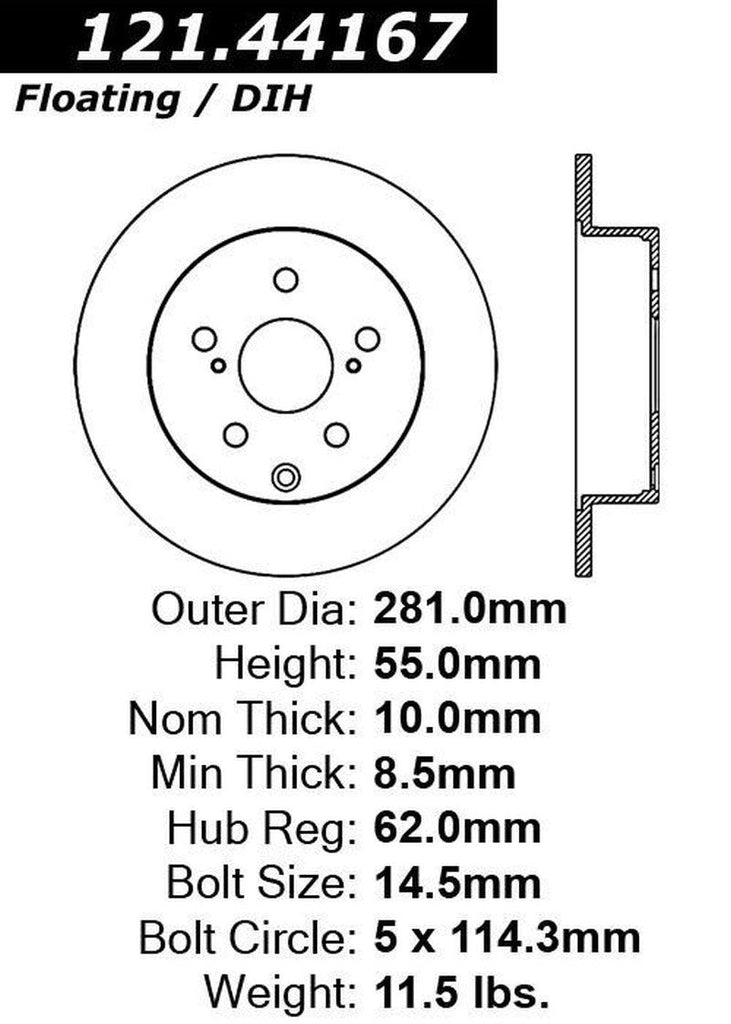 Centric Rear Disc Brake Rotor for Matrix, Vibe (121.44167)
