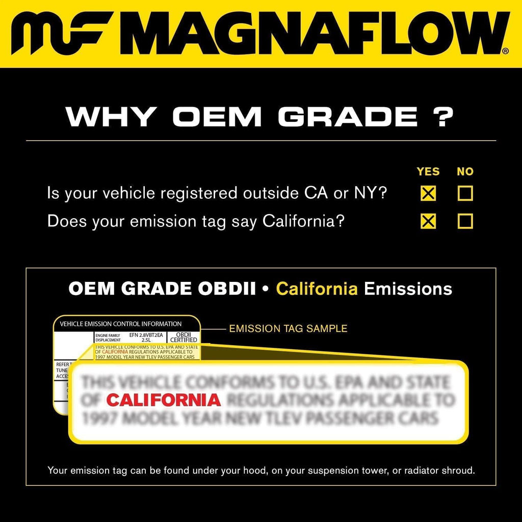 Magnaflow Universal Catalytic Converter OEM Grade Federal/Epa Compliant 51659 - Stainless Steel 3In Inlet/Outlet Diameter, 8.75In Overall Length, No O2 Sensor - OEM Replacement