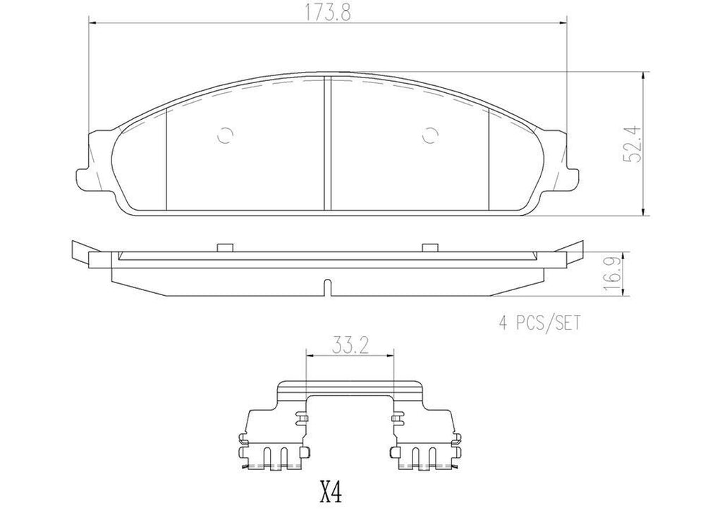 Front Disc Brake Pad Set for Taurus, Taurus X, Sable+More (P24120N)