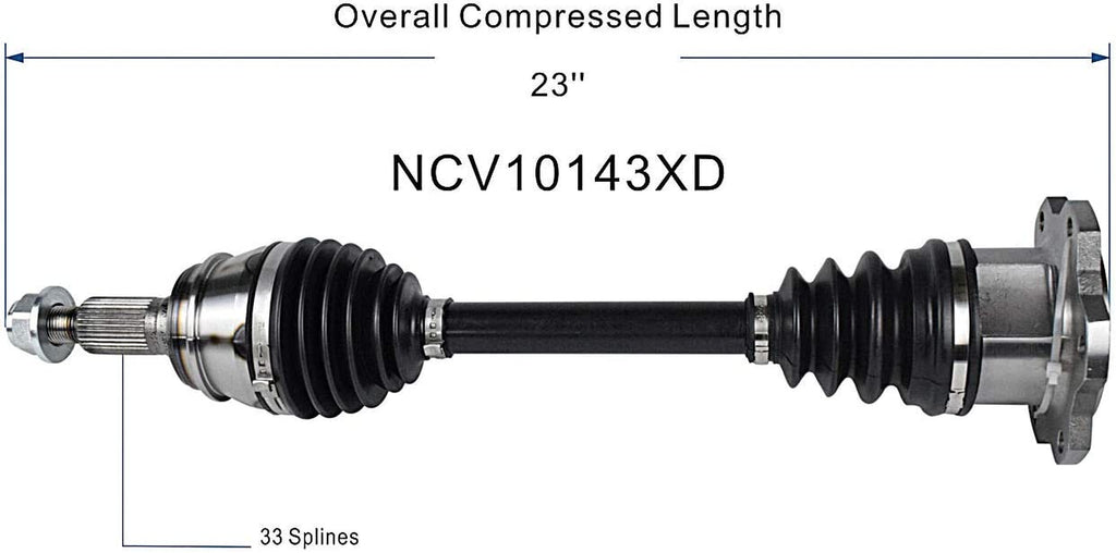 NCV10143XD XD Series CV Axle Shaft Assembly for Extreme Weather Environments - Left or Right Front (Driver or Passenger Side)