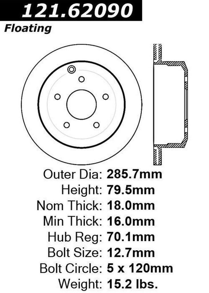 Centric Rear Disc Brake Rotor for 05-06 GTO (121.62090)