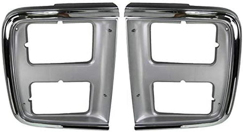 Chrome Headlight Trim Bezel for Dual Headlights Pair Set for 85-91 GMC Chevy Van