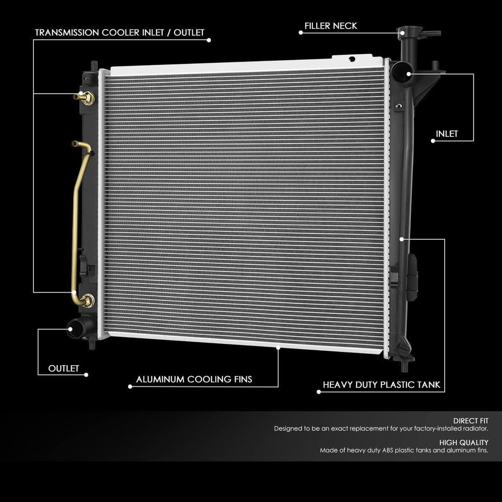 OEM-RA-13373 OE Style 1-Row Aluminum Cooling Radiator Compatible with 13-18 Santa Fe Sport Fits 2.0T with Tow Package