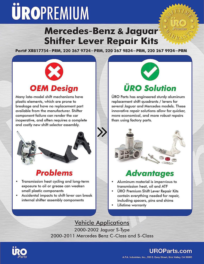 2202679924PRM Shifter Lever Repair Kit, HD Aluminum, Parking Lever inside Gear Selector, W/ 11Mm Offset Pivot