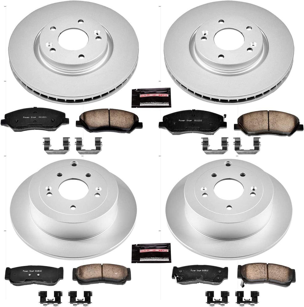 CRK4116 Coated Brake Rotor & Ceramic Brake Pads- Front & Rear