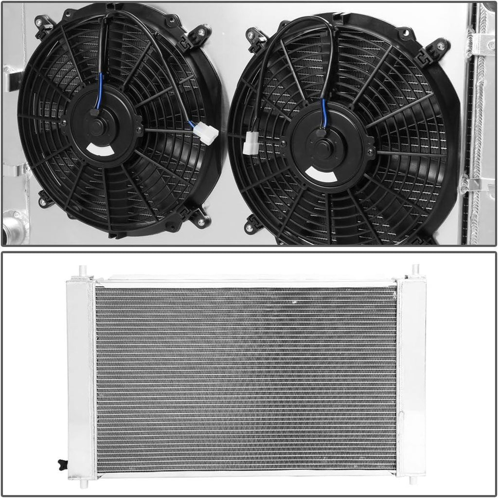 RA+FS-FM97MT-3 Tri Core 3-Row Radiator W/Fan Shroud Fit 97-04 Ford Mustang Mt,Metallic
