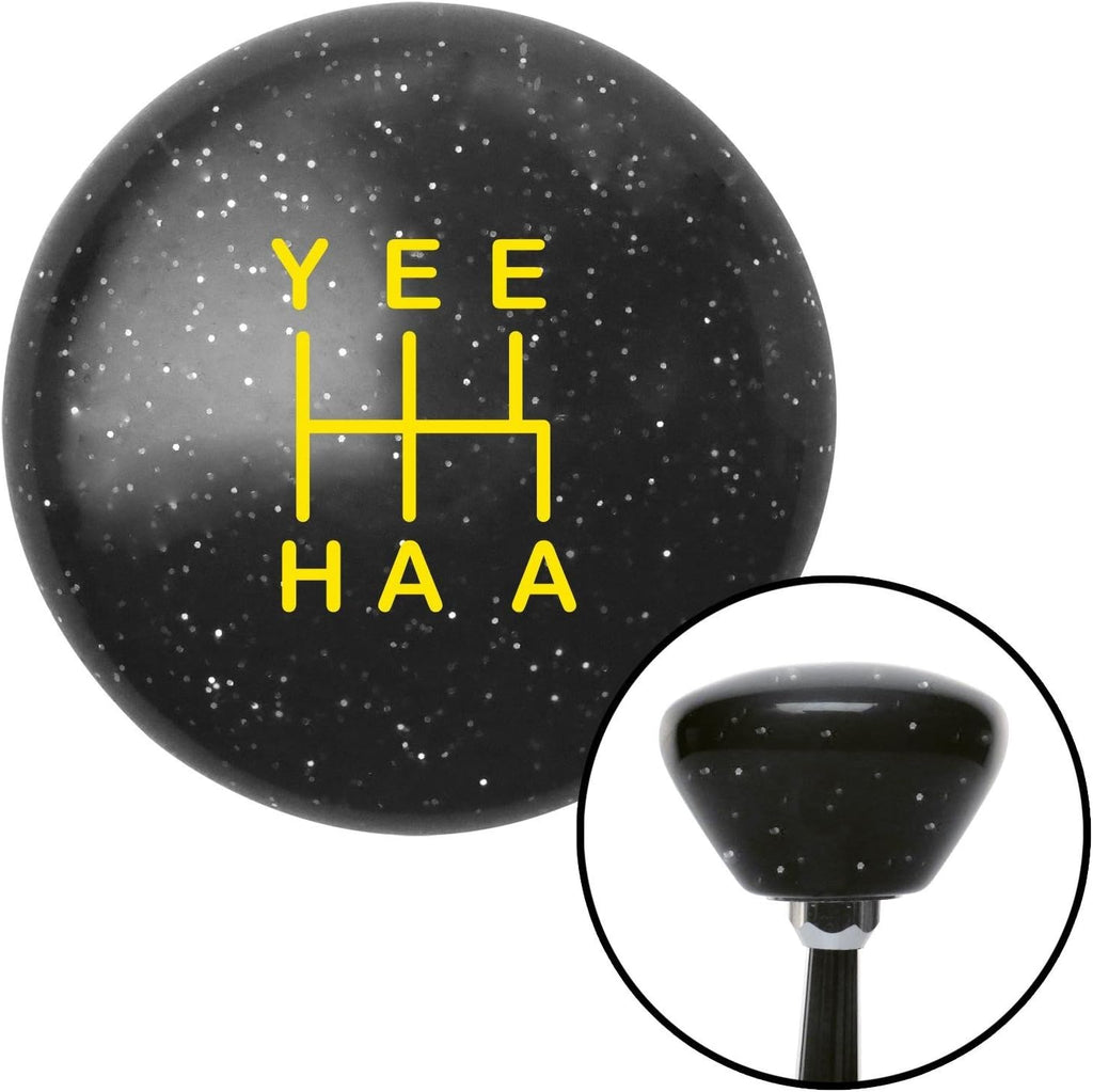 302037 Shift Knob (Yellow Yeehaa 5 Speed Black Retro Metal Flake)