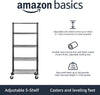 Amazon Basics 5-Shelf Medium Adjustable, Heavy Duty Storage Shelving Unit on 4'' Wheel Casters, Metal Organizer Wire Rack, Black, 30" L X 14" W X 64.75" H