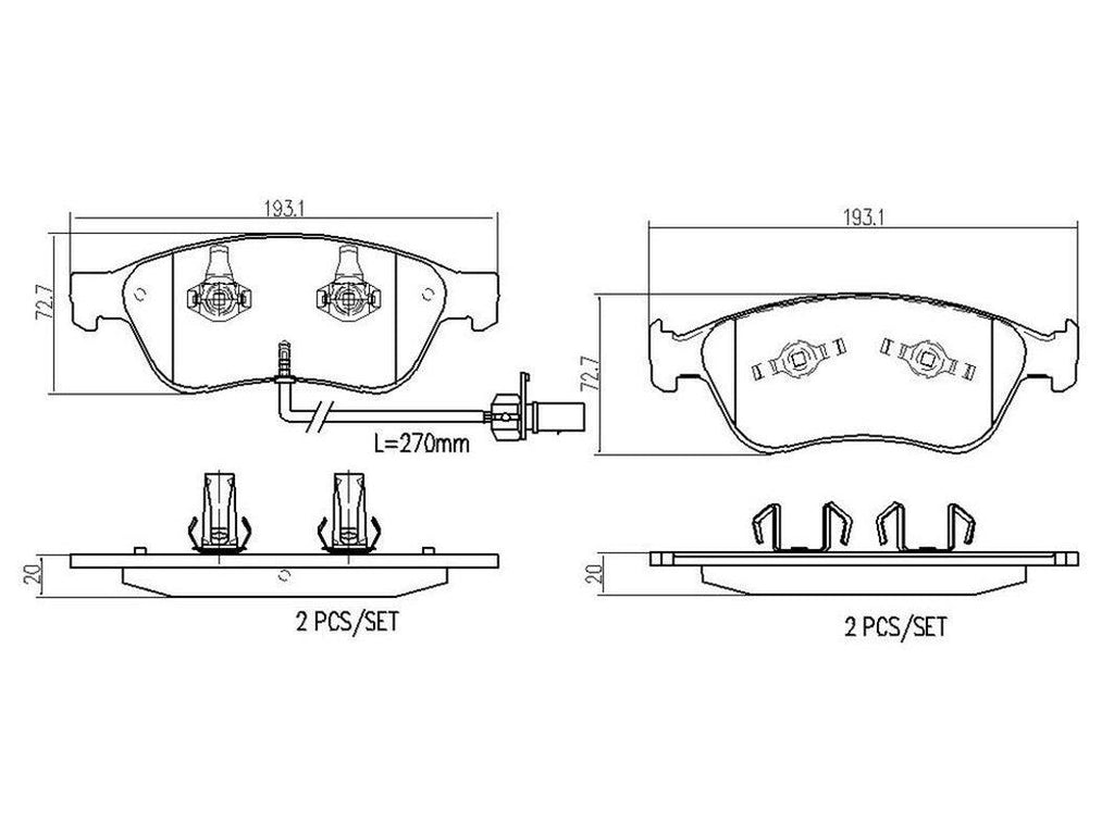 Brembo Front Disc Brake Pad Set for A8 Quattro, Phaeton (P85102N)