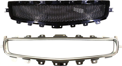 Grille Set of 2 Compatible with 2008-2012 Chevrolet Malibu Paintable Shell and Insert Plastic Lower
