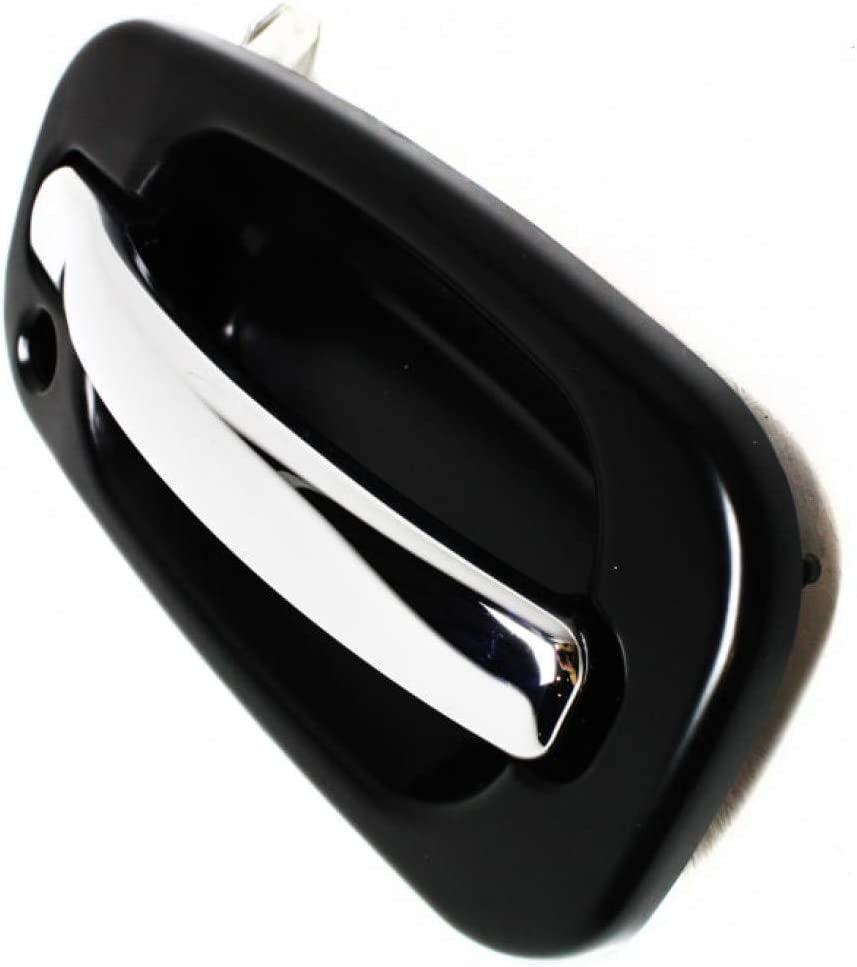 for Cadillac Escalade Exterior Door Handle Front, Passenger Side Smooth Black Bezel with Chrome Lever (2002-2006) | with Key Hole | Trim: Base | GM1311187 | 15745148