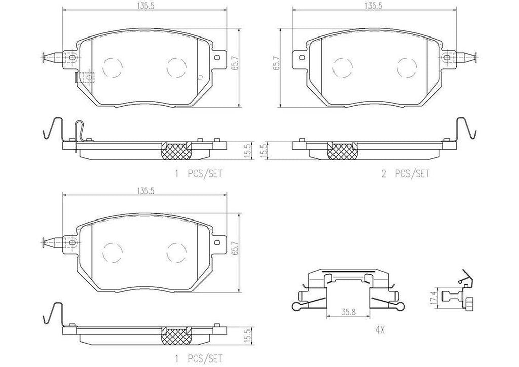 Brembo Front Disc Brake Pad Set for Murano, Maxima, FX35, FX45, Altima (P56051N)