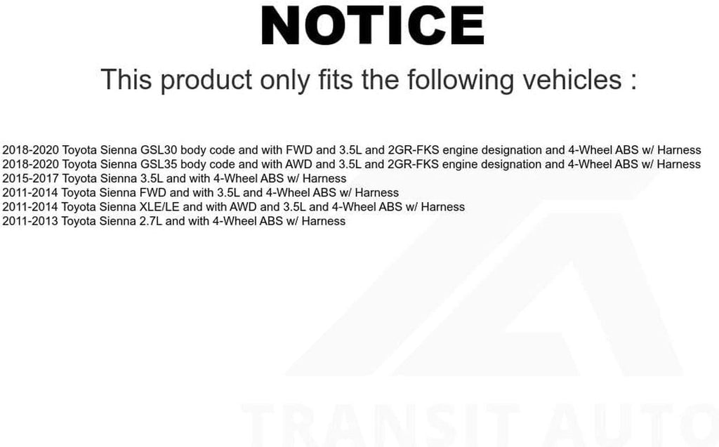 Mpulse Front Left ABS Wheel Speed Sensor SEN-2ABS0897 for Toyota Sienna W Harness