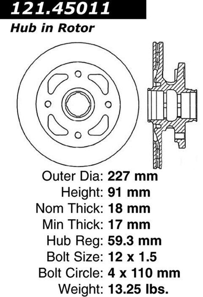 Centric Front Disc Brake Rotor for 1984-1985 Mazda RX-7 (121.45011)