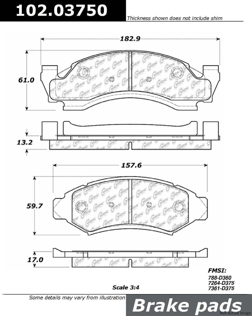 Centric Front Disc Brake Pad for Ford (102.03750)