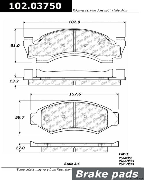 Centric Front Disc Brake Pad for Ford (102.03750)