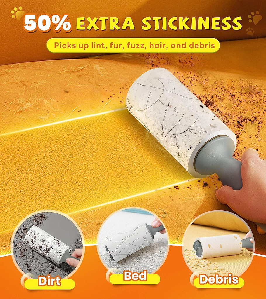 UEZETO Extra Sticky Lint Rollers for Pet Hair, 300 Sheets Upgraded Value Set Lint Roller with 3 Durable Handles and 3 Rollers, Portable Pet Lint Remover for Clothes, Furniture, Carpet, Dog & Cat Hair