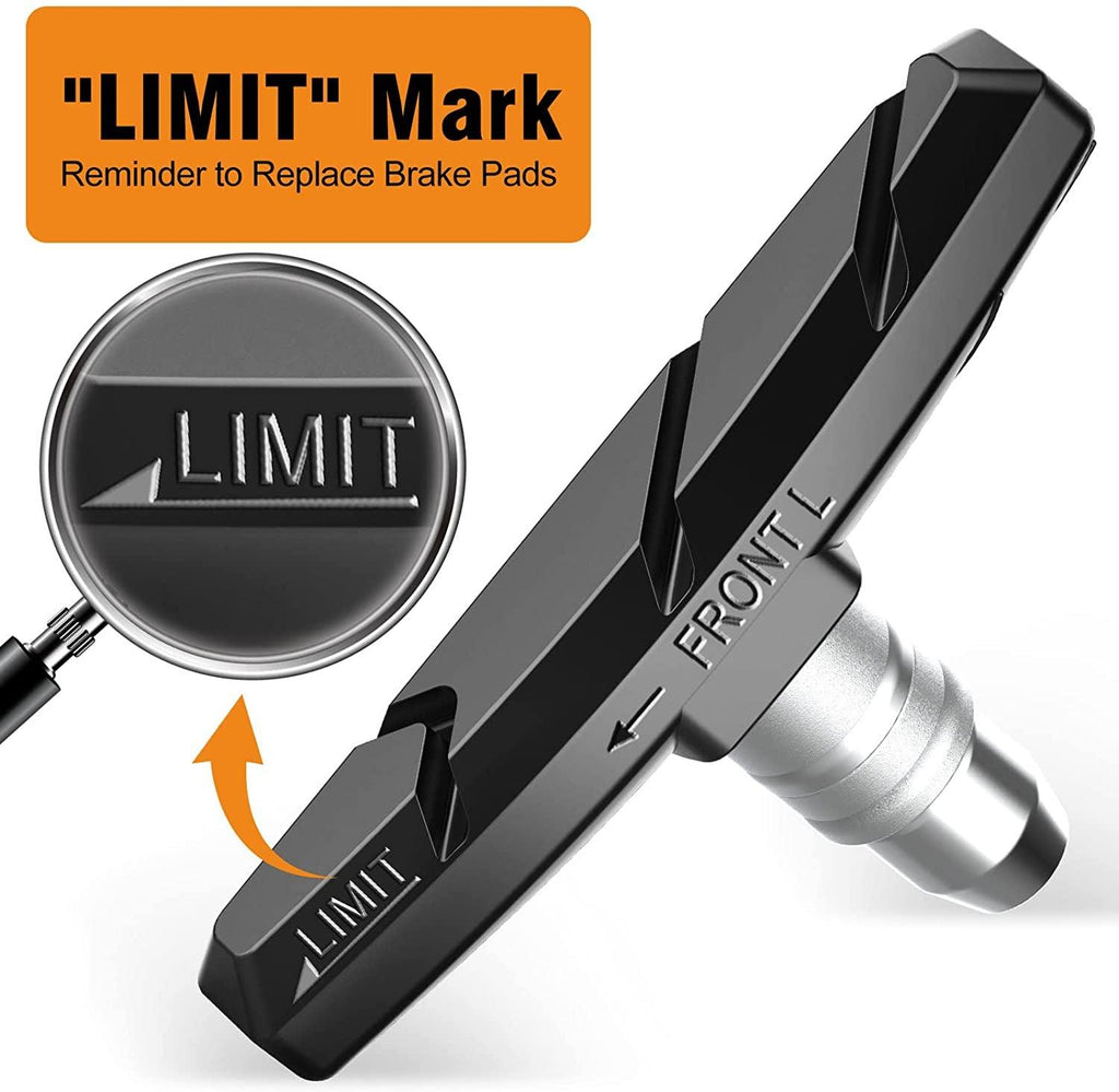 Bike Brake Pads Set, Alritz 3 Pairs Road Mountain Bicycle V-Brake Blocks Shoes with Hex Nut and Shims, No Noise No Skid, 70Mm, for Front and Back Wheel