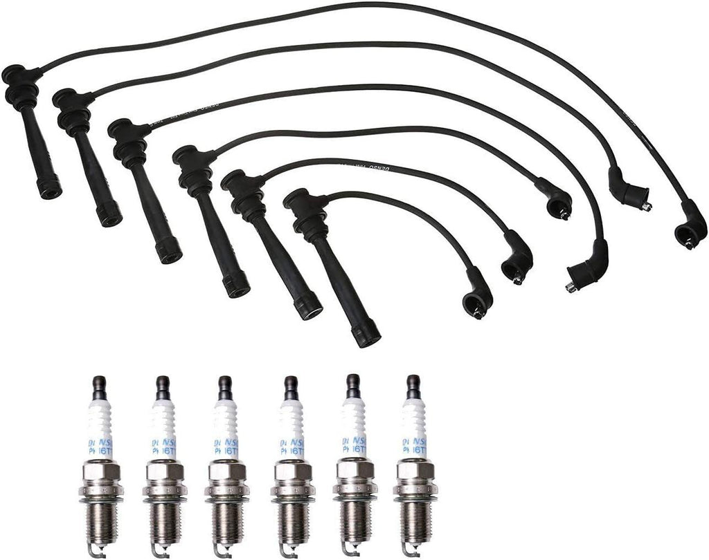 Denso Wire Set 7Mm & 6 Platinum TT Spark Plug .04 Kit for Hyundai Kia 2.7 2.5 V6