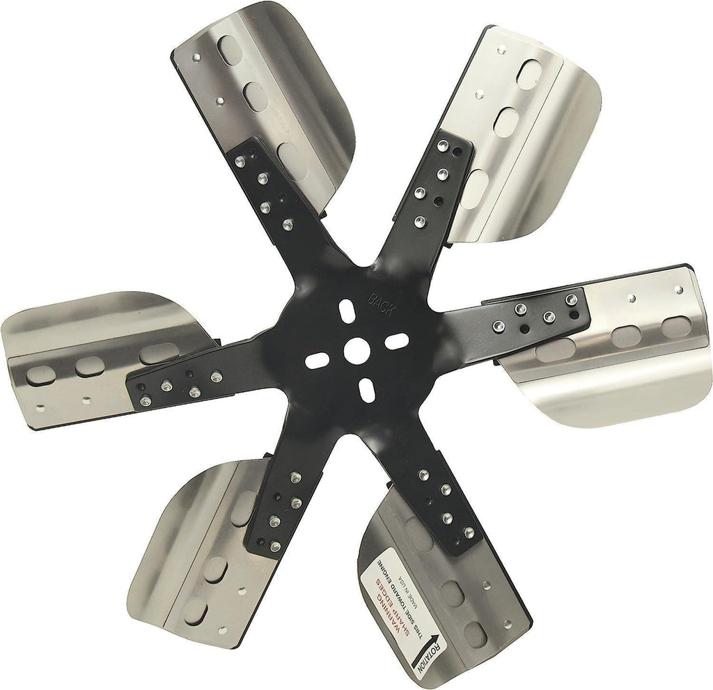 Derale  Heavy Duty Fan Blade Series 1000 17" Stainless Steel Flex Fan Standard Rotation , Black