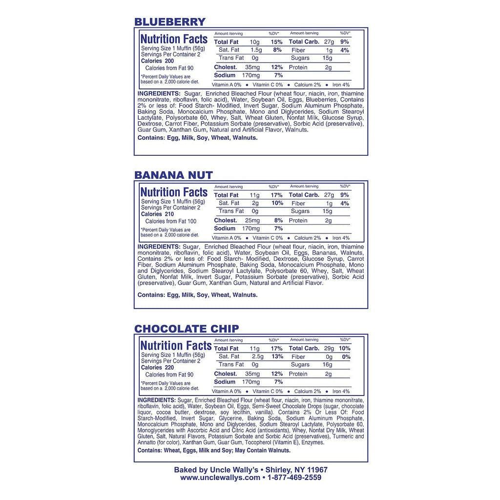 Muffins Variety Pack (20 Twin Packs - 8 Blueberry Muffins, 12 Chocolate Chip Muffins) by Uncle Wally'S Total :40 Muffin