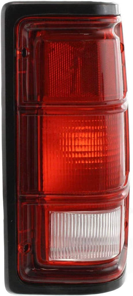 for Dodge Ramcharger 1990 1991 1992 1993 Tail Light Passenger Side | Lens & Housing | W/Black Trim | Clear & Red Lens | Replacement for CH2801114 | 55054788