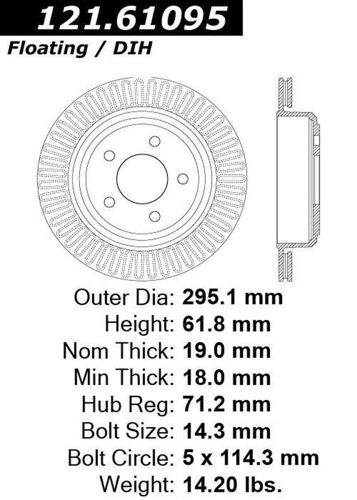 Centric Rear Disc Brake Rotor for Ranger, B2300 (121.61095)