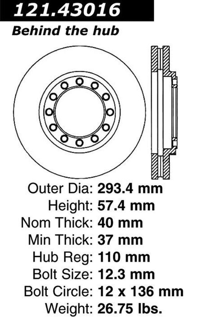 Centric Front Disc Brake Rotor for LCF 3500, LCF 3500HD, ELF 200 (121.43016)